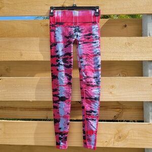 Ivivva by Lululemon Seamless Leggings Girls Size 10 Pink Tie Dye Shibori